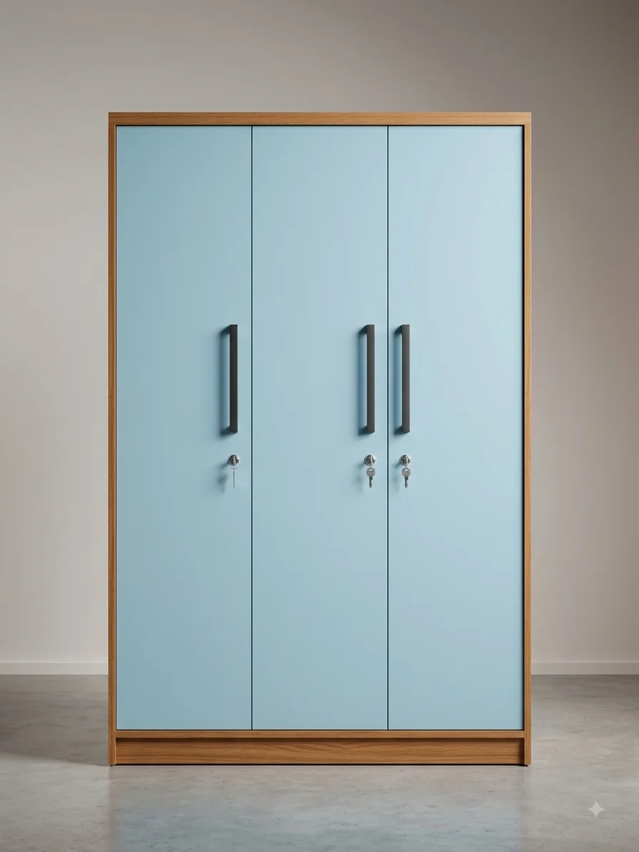 Azure blue double-door wardrobe — wardrobes in particle board