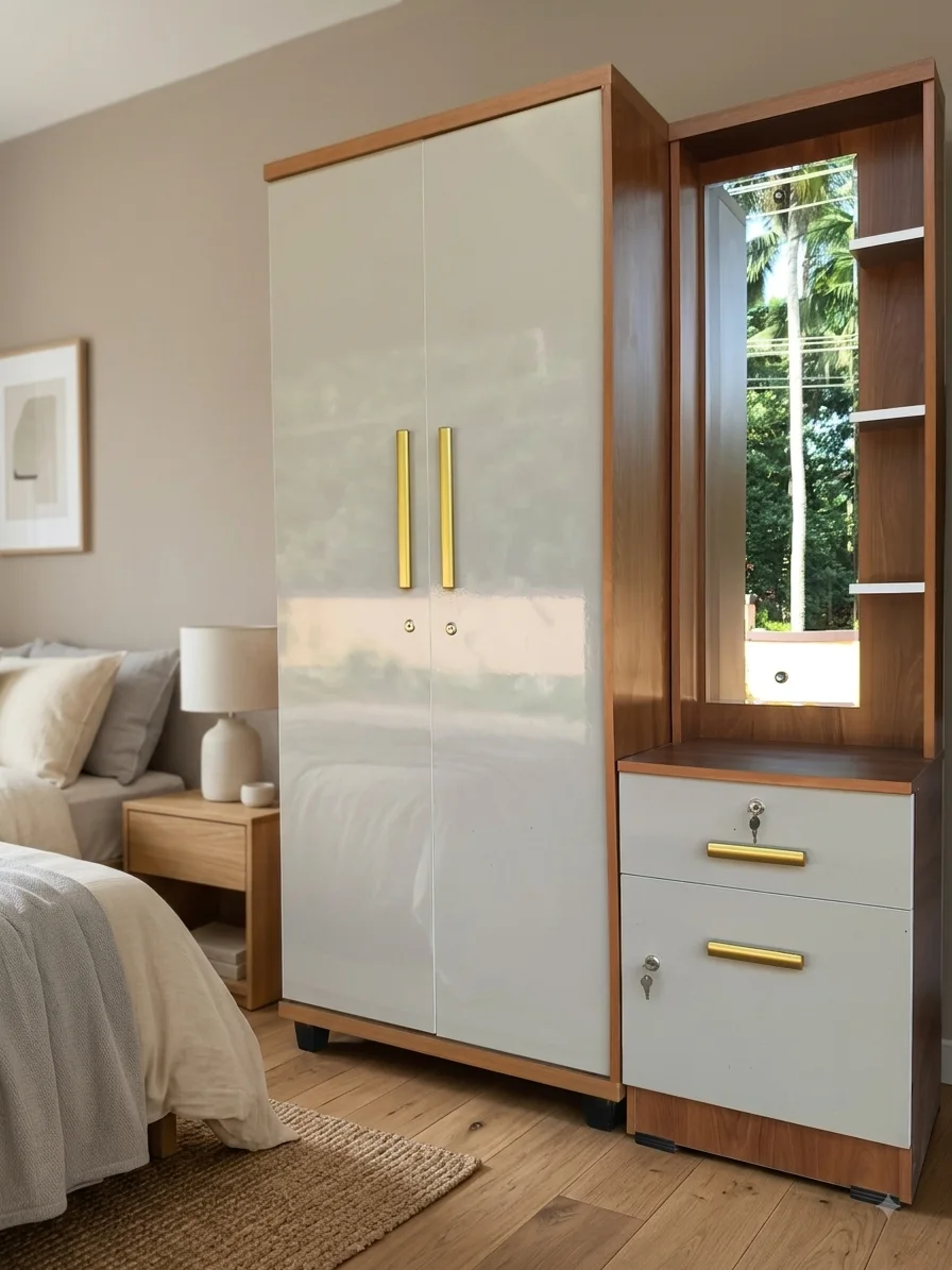 Ivory white wardrobe with dressing unit — wardrobes in particle board
