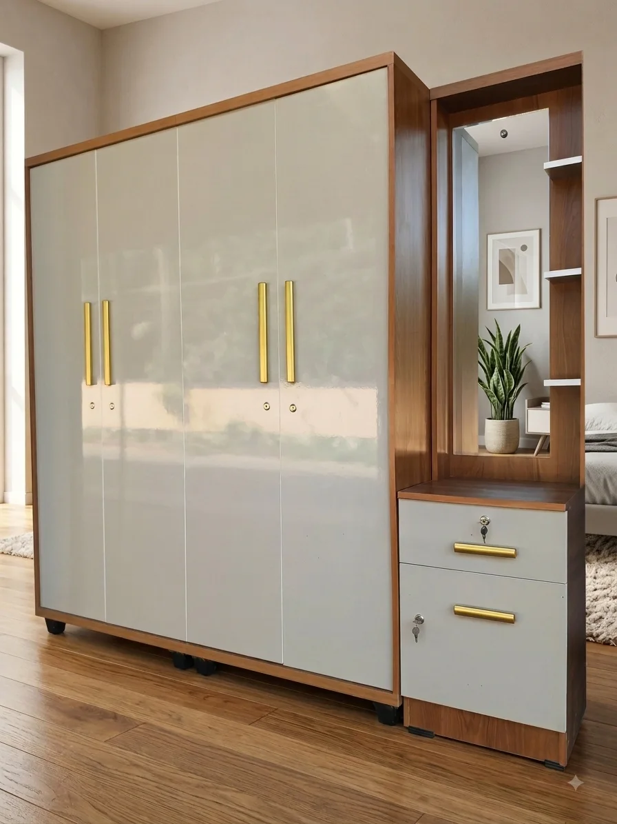 Lumiere ivory bedroom wardrobe — wardrobes in particle board