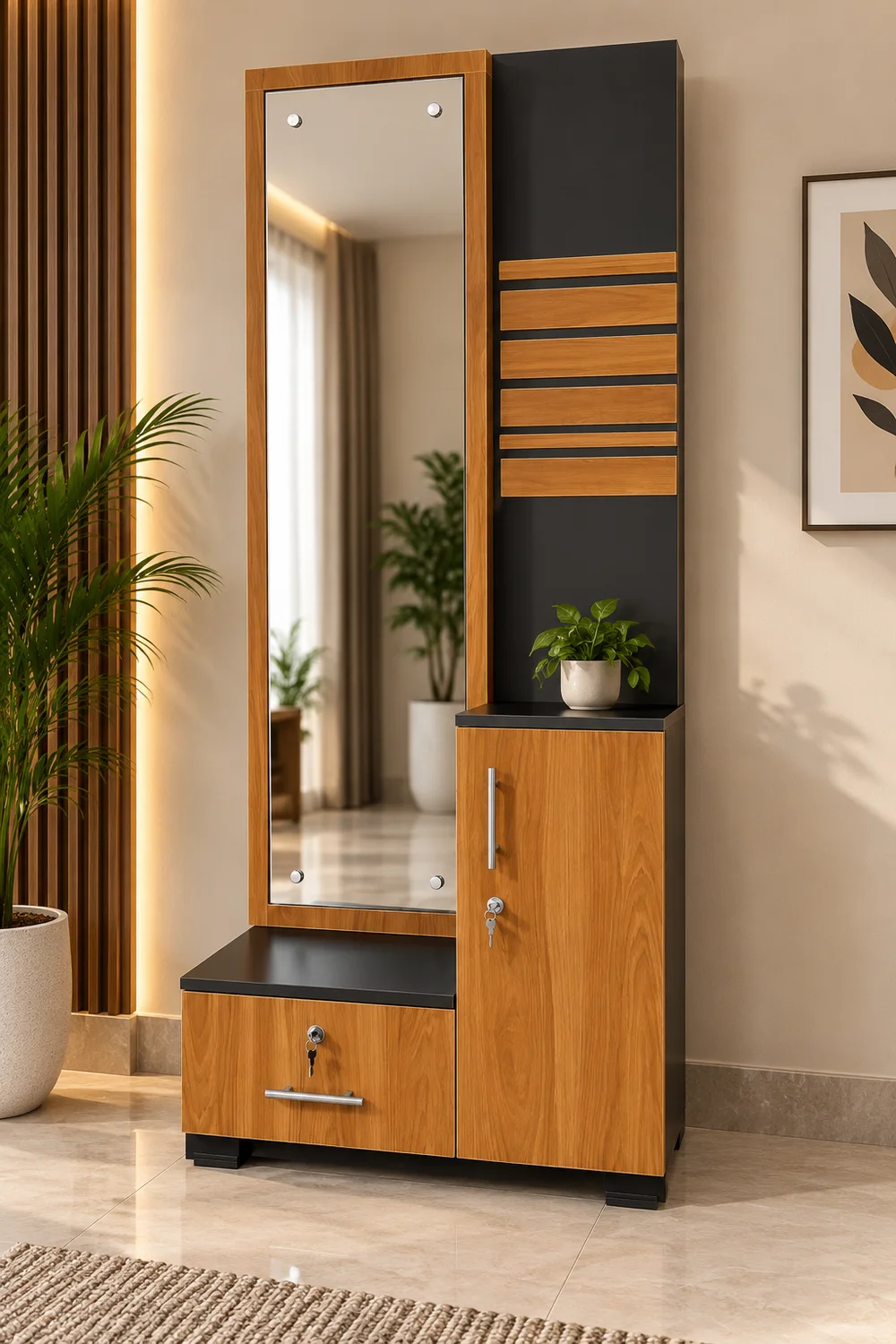 Onyx black and oak dressing unit — dressing units in particle board