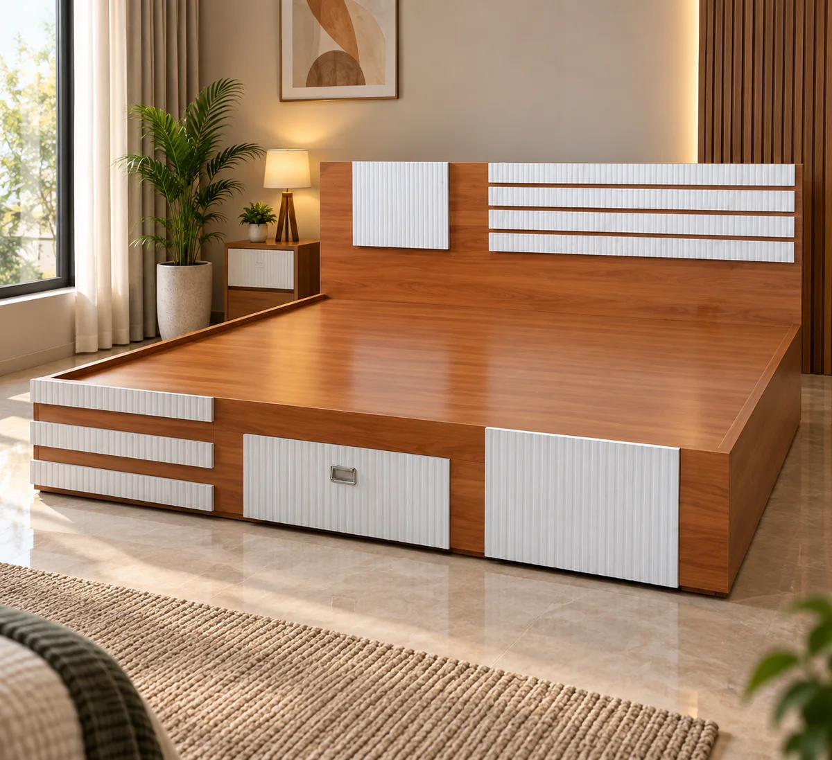 Strata panelled storage cot — cot boxes in wood