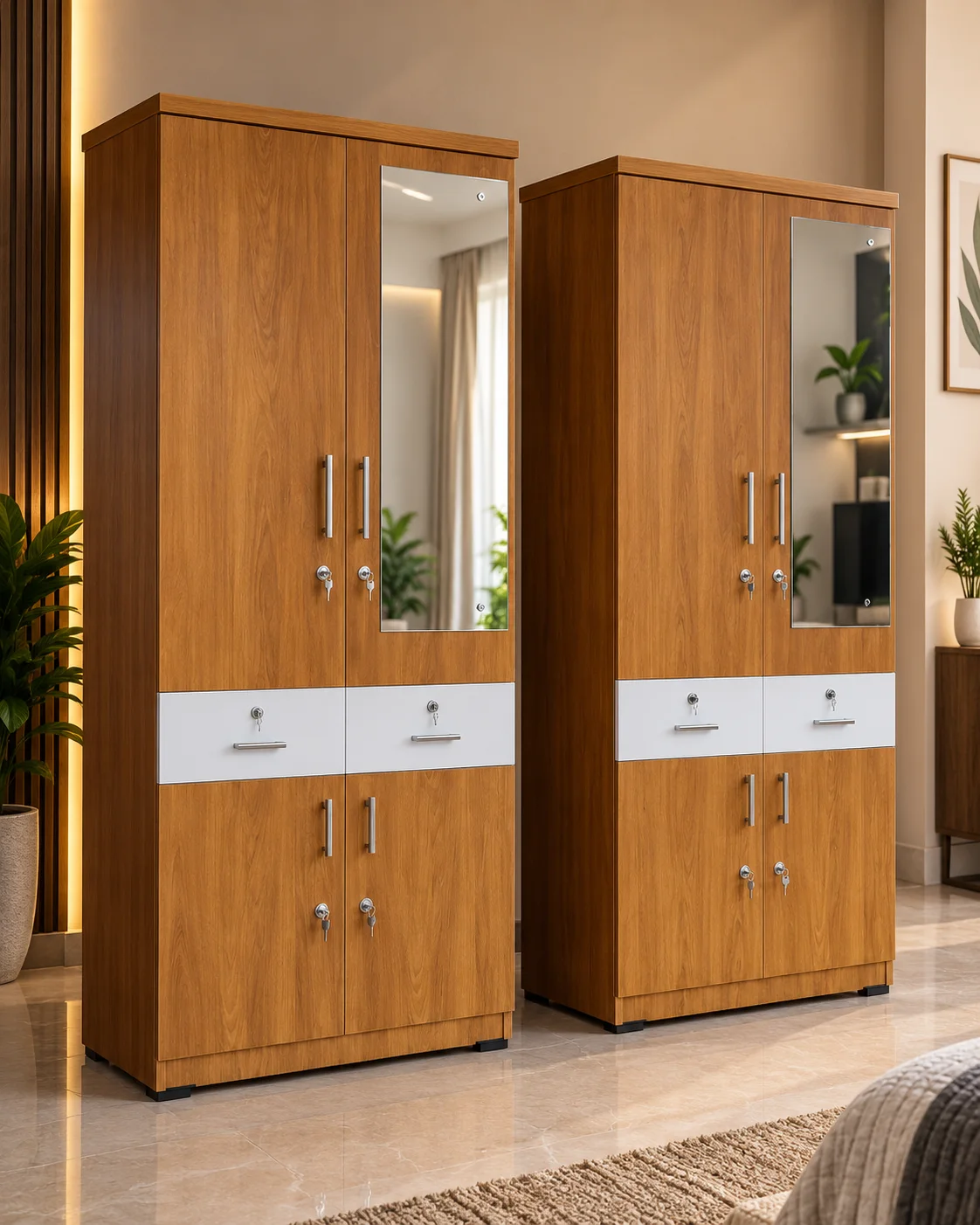 Duo twin mirror dressing cabinet — dressing units in particle board