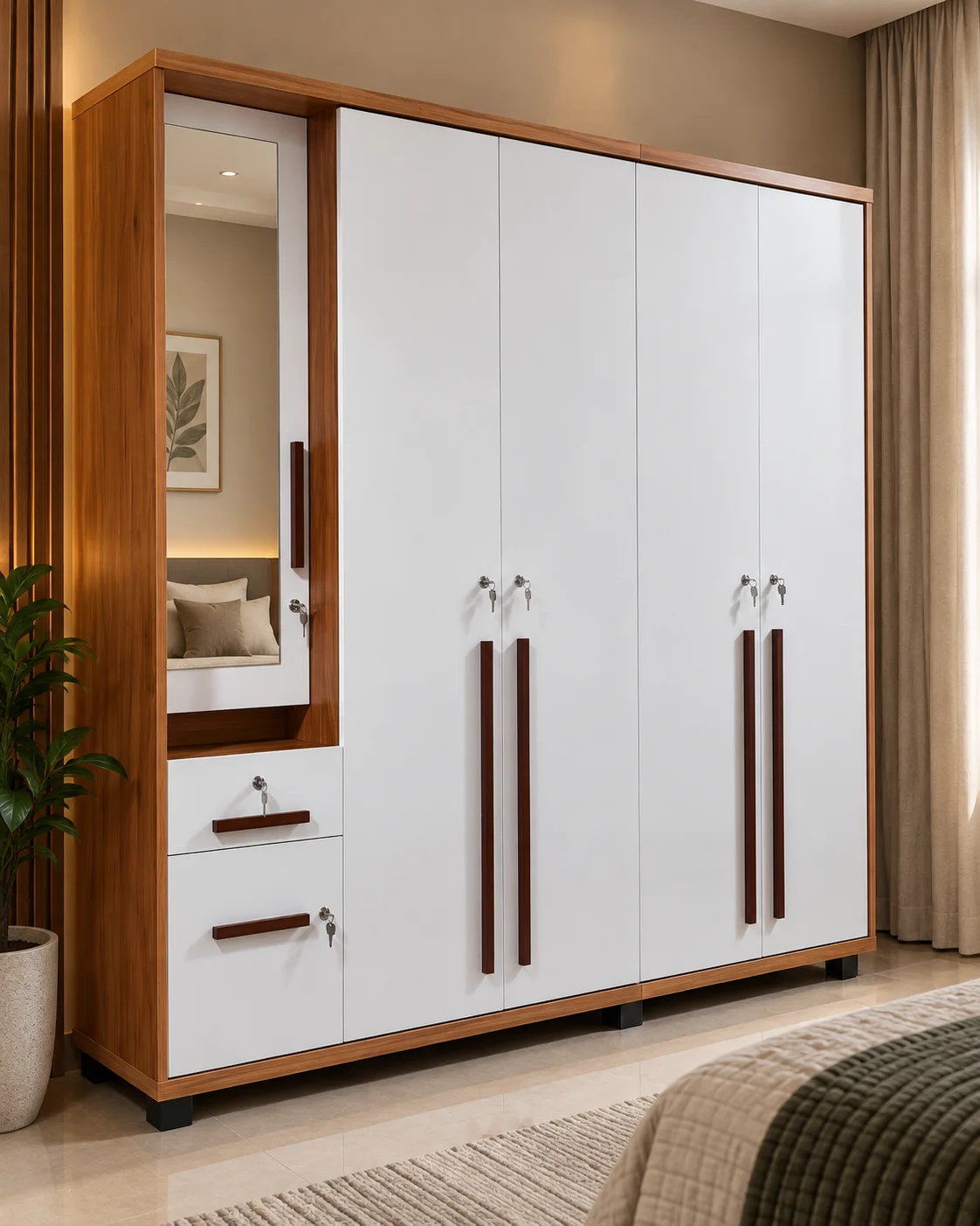 Alpine white and walnut wardrobe — wardrobes in particle board