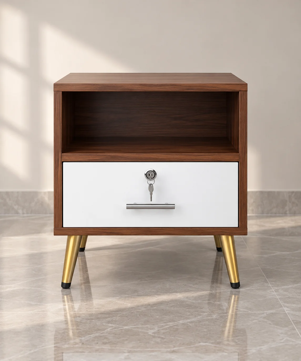 Pebble compact bedside table — tables in wood