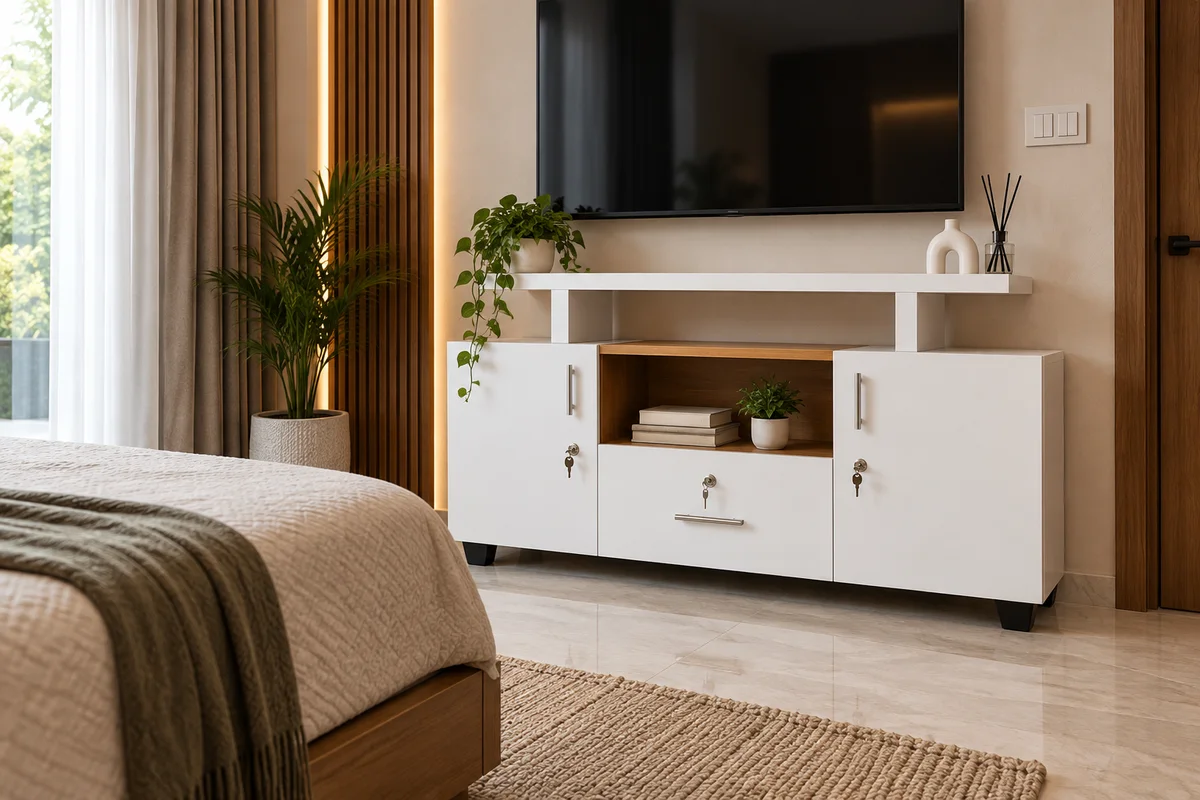 Nova white media cabinet — tv units in wood