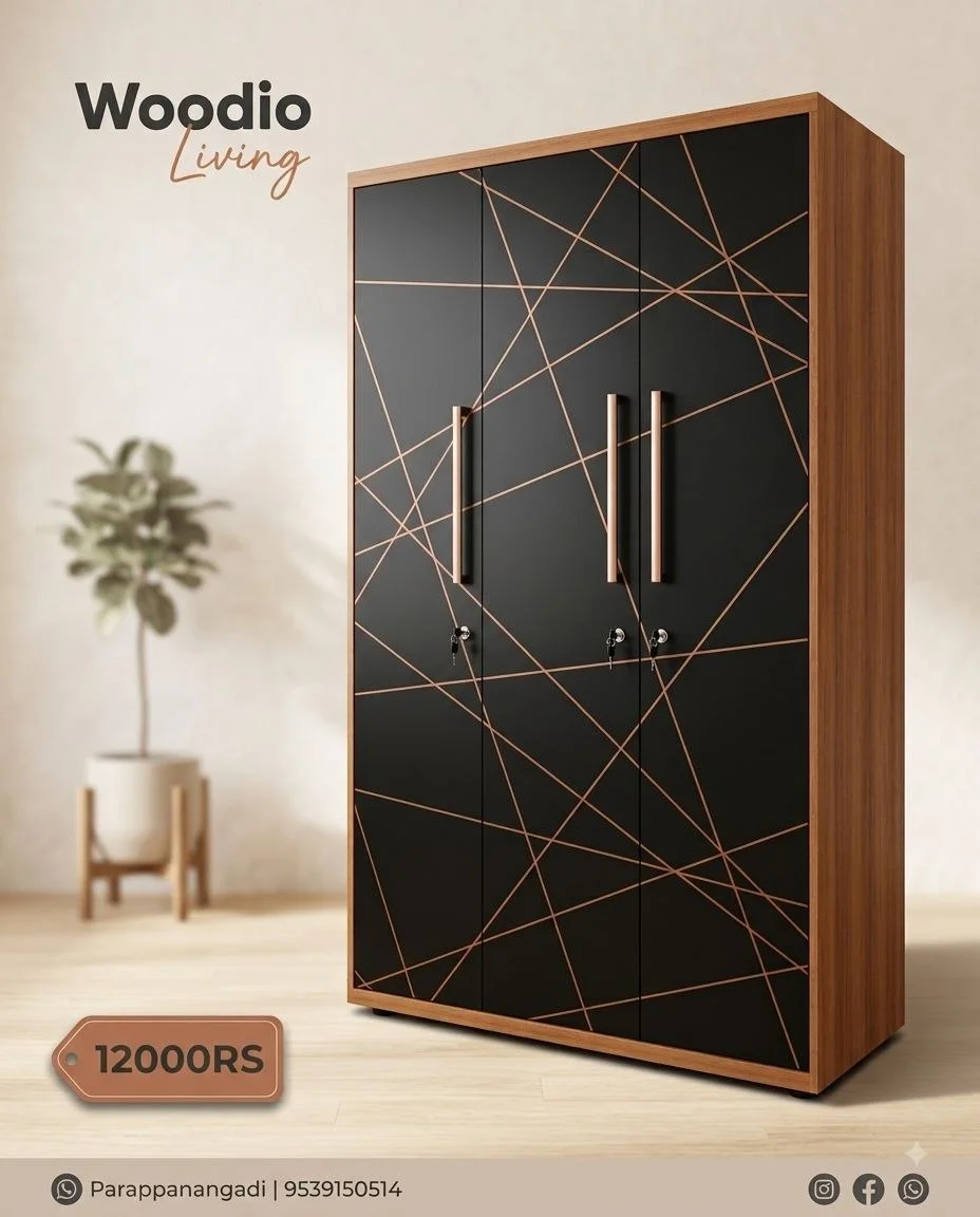 Stellar black geometric wardrobe — wardrobes in particle board